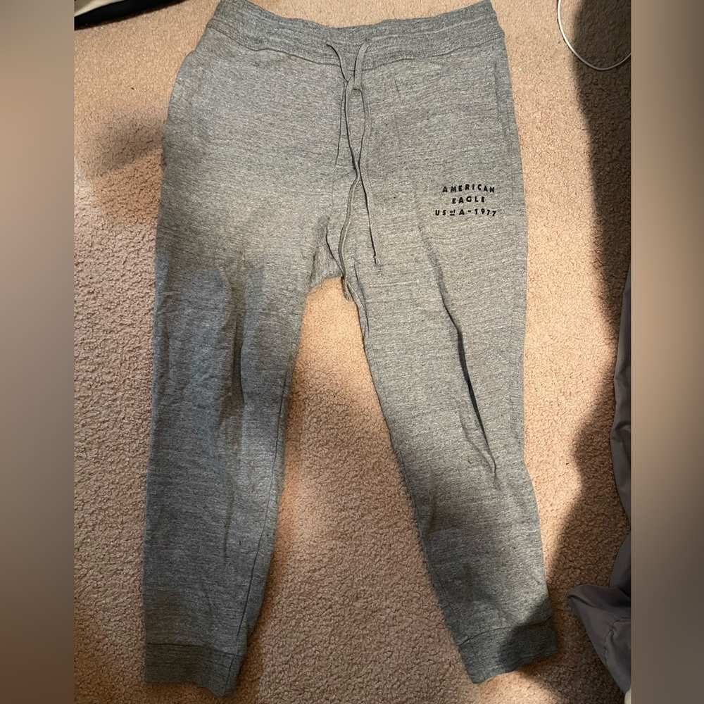 American Eagle Sweatpants, Men's Small Joggers Gray, 3 Pockets, Drawstring